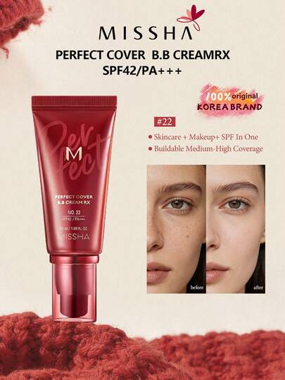 Missha No.22 Perfect Concealing BB Cream - Light Cool Tone SPF 42 PA+++, 50ml - Face Concealing Moisturizing Cream With SPF42/PA+++, Suitable As A Gift For Girlfriend (Shade 21)