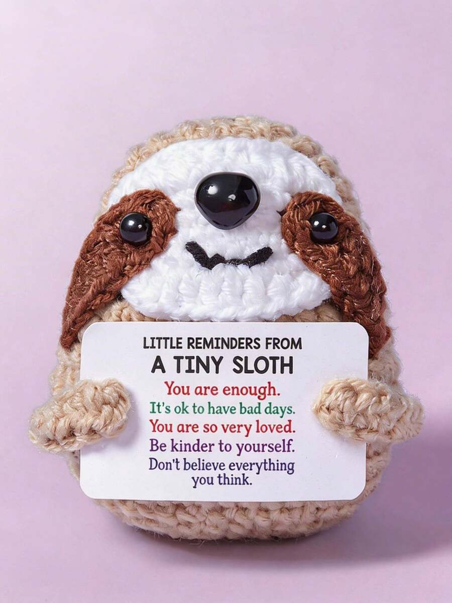 POKOJA LAND 1 件迷你树懒饰品手工羊毛钩编树懒成品家居装饰/节日生日完美礼物，适合 DIY 汽车/包/钥匙吊坠款式随机。 - 彩色 - 查看 1