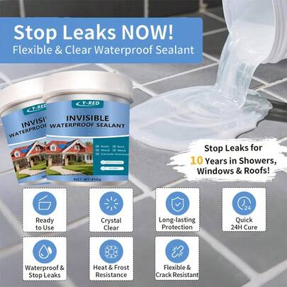 Keo trám kín chống thấm trong suốt đa năng Y-RED, dùng để sửa chữa vết nứt trên gạch lát nhà tắm, mái nhà, tường nhà, xe RV, hồ bơi, bệ cửa sổ.