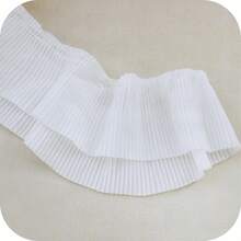 Vải ren xếp ly chiffon 120D, dài 1 yard, rộng 6.5cm, thích hợp may quần áo DIY, màu đỏ, đen, hồng, xanh lá cây, trắng. - A - Xem 2