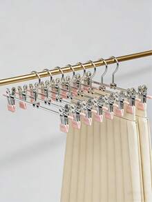 10 piezas Perchas de metal para adultos con agarres antideslizantes y abrazaderas ajustables para pantalones, jeans, faldas y vestidos. Solución de almacenamiento y organización de armario que ahorra espacio. Perchas de acero inoxidable de alta resistencia - Negro - Ver 7