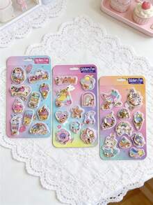 paquete de pegatinas con purpurina líquida brillante 3D, diseños lindos con brillos - Frutas tropicales, animales marinos, unicornios, postres, patrones de arcoíris pastel, pegatinas transparentes rellenas de líquido DIY para diario, planificador, álbum, decoración - Multicolor - Ver 6