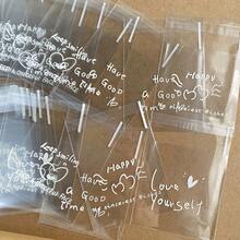 100pcs Transparent Heart-Shaped 4-In-1 Self-Adhesive Gift Bags, Printed With Inspirdecordecorational Quotes - Plastic Party Favor Bags, Suitable For Birthday, Wedding, Holiday - Reusable Small Gift Packaging Bags, Gift Bags, Holiday Gift Bags, Heart Design, Self-Seal Bags - Multicolor - View 6