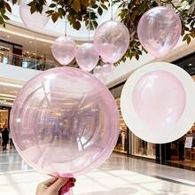 10pcs/Set - 18 Inch Bobball, Transparent Pink Bubble Balls, Random Colors - Suitable For Wedding, Birthday Party Decoration Balloons, Summer Party Decor - Pink - View 3