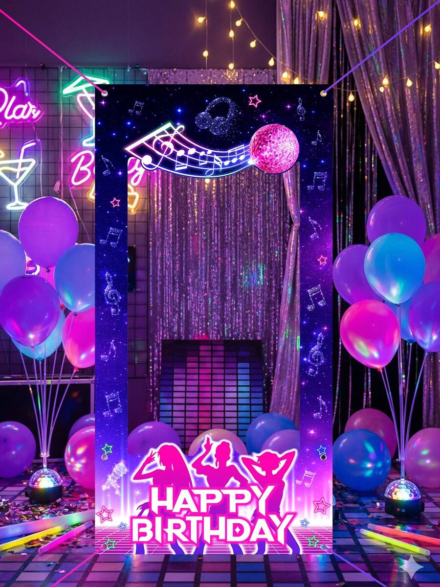 60x120cm Korean Girl Group Purple Birthday Party Photo Vinyl Backdrop, Suitable For All Ages