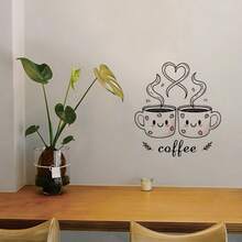 1/4 Set Cute Cartoon Coffee Cup Wall Stickers, Removable Self-Adhesive Waterproof Decals For Kitchen, Cafe, Coffee Bar, Dessert Shop And Home Decor - Coffee Wall Stickers - View 10