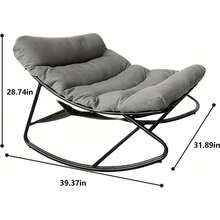 Outdoor Papasan Rocking Chair With Cushion, Oversized Patio Lounge Rocker, Heavy Duty 350 Lbs Capacity, Comfortable Indoor & Outdoor Chair For Garden, Lawn, Bedroom, Living Room, Gray - Grey - View 2