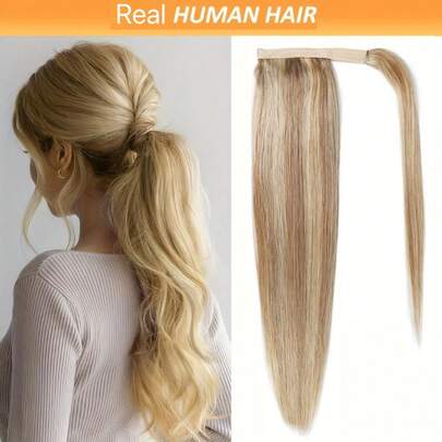 Tóc nối đuôi ngựa thẳng mượt tự nhiên Remy nguyên chất, kiểu kẹp, thoải mái và bền lâu suốt cả ngày.