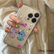 Ốp lưng điện thoại trong suốt MINISO X Disney Stitch và Thiên thần "Tình yêu" in hình bầu trời sao, phù hợp với iPhone 17/17 Pro/17 Pro Max/17 Air/16/15/14/13/12/11/X Series, bao gồm cả ốp lưng iPhone 17 Pro Max. - Trong sáng - Xem 4