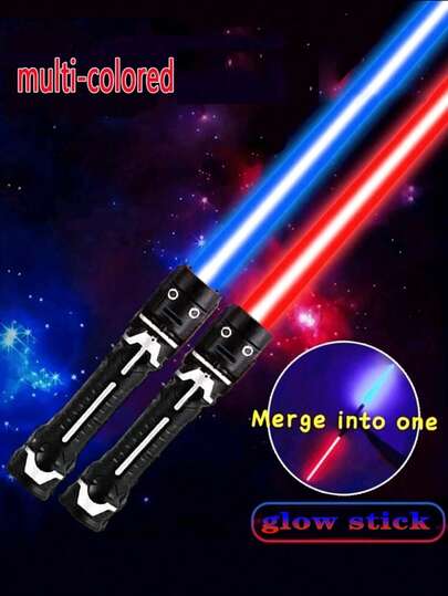 1pc/2pcs Random Color Retractable Glow Stick, Children Interactive Toy, Festival/Birthday Gift, 2-In-1 Flashing & Glow Stick Stress Relief Toy (Batteries Not Included), Some Colors Random, Fun Game