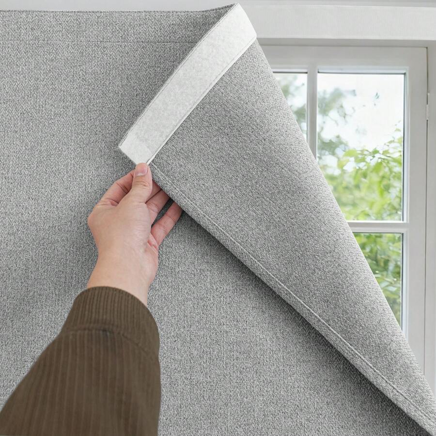 Rèm cửa tự dính cản sáng cho phòng ngủ và phòng khách, không cần khoan, cách nhiệt và chống tia UV, 1 tấm. - Xám - Xem 1