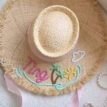 Mũ rộng vành dệt chữ tùy chỉnh, mũ rơm raffia chống nắng cho nữ, thích hợp cho mùa xuân hè, đi biển, đi nghỉ mát, dự tiệc, mặc hàng ngày, quà tặng Ngày của Mẹ, quà tặng thủ công sáng tạo. - Mũ rơm có chữ - Xem 33