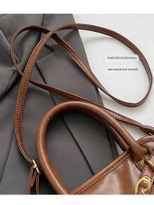 Fashionable Retro Versatile Clasp Shoulder Bag, Women's Shell Armpit Handbag, Vintage Inspired Daily Purse For Autumn Winter, 1 Piece - Brown Small - View 5