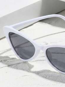 1 Pair Unisex Cat Eye White Fashion Sunglasses, Suitable For Personalized Retro Style, Versatile And Elegant Women's Fashion Glasses, Suitable For Daily Wear, Street Photography, Vacation, Beach And Other Occasions, Also An Ideal Accessory For Back To School Season - trắng - Xem 3