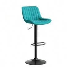 Swivel Dining Room Bar Stool, Velvet, Height Adjustable - Blue - View 8