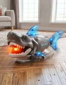 Shark Toy With Sound, Lights, LEDs, And Movement - Bump And Go - Màu Xám nhạt - Xem 5