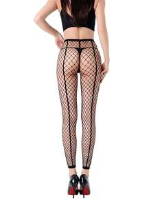 1 đôi quần tất lưới màu đen có lỗ rách và đường kẻ đôi, quần tất mỏng xuyên thấu gợi cảm. - Nhiều màu - Xem 13