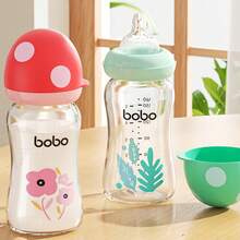 1 bình sữa thủy tinh cho bé 160ml/5.4oz, cổ rộng, nắp hình nấm, thích hợp cho trẻ sơ sinh bú. - Nhiều màu - Xem 5
