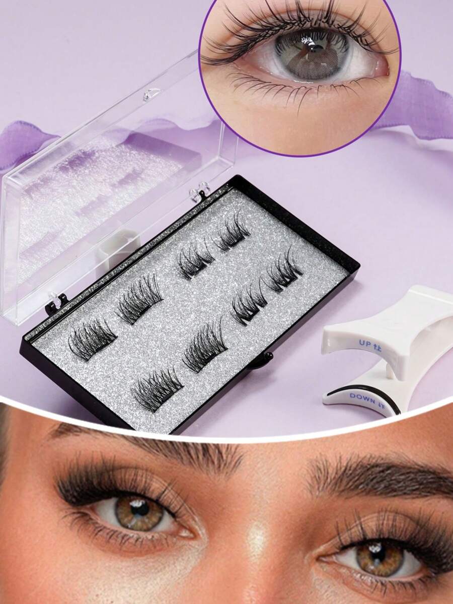2 Pairs Magnetic False Eyelashes, Natural Look Eyelash Extension, Soft & Glue-Free, Beginner Friendly - View 1