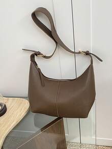 1 pieza Mini, Diseño minimalista Bolso bandolera multifuncional de unicolor de PU suave, Cartera pequeña de mujer para llevar bajo el brazo/en la mano, Material de PU, Estilo mini portátil - Café - Ver 7