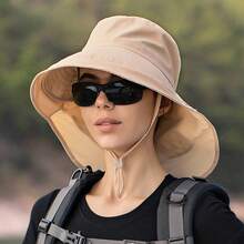 1 pieza Sombrero de ala ancha unisex, transpirable y de secado rápido, adecuado para pesca, camping, senderismo y actividades al aire libre - Hecho de poliéster, disponible en 4 colores: gris, negro, caqui, gris oscuro - A - Ver 7