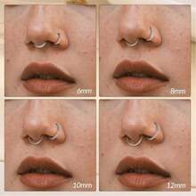 1 chiếc khuyên mũi G23 bằng titan đính đá Cubic Zirconia cỡ 16G/18G, khuyên xỏ vách ngăn mũi, khuyên tai xoắn ốc, khuyên xỏ sụn tai, khuyên xỏ vành tai, trang sức nữ - Bạc - Xem 6