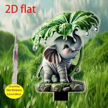 1pc Bohemian Style Acrylic Elephant Garden Stake With Umbrella, Waterproof Outdoor Decor, Scratch-Resistant, Suitable For Potted Plants And Landscaping, Light Catcher, Great For Patio And Lawn Decoration, No Electricity Required, 2D Flat - A - View 7
