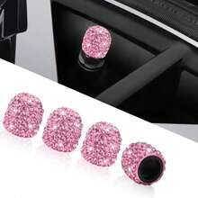 Diamond Studded Tire Valve Caps, Creative Tire Valve Stem Covers With Rhinestones, Car Accessories - Full Diamond - View 14