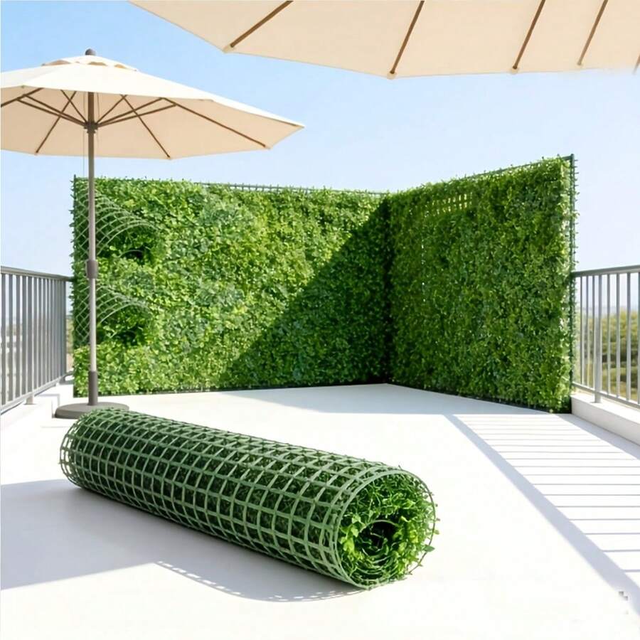 1pc Artificial Evergreen Ivy Panel, Deep Green Plastic Hedge, Fake Greenery. Suitable For Indoor/Outdoor Privacy Screens, Wedding/Home/Office Decor, Spring, Balcony Shading, Wall Decoration - Multicolor - View 1