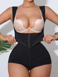 1pc Shapewear, Waist Trainer, Full Body Shaper With Zipper, High Compression Waist Cincher, Sculpting Tight Bustier - Black - View 4