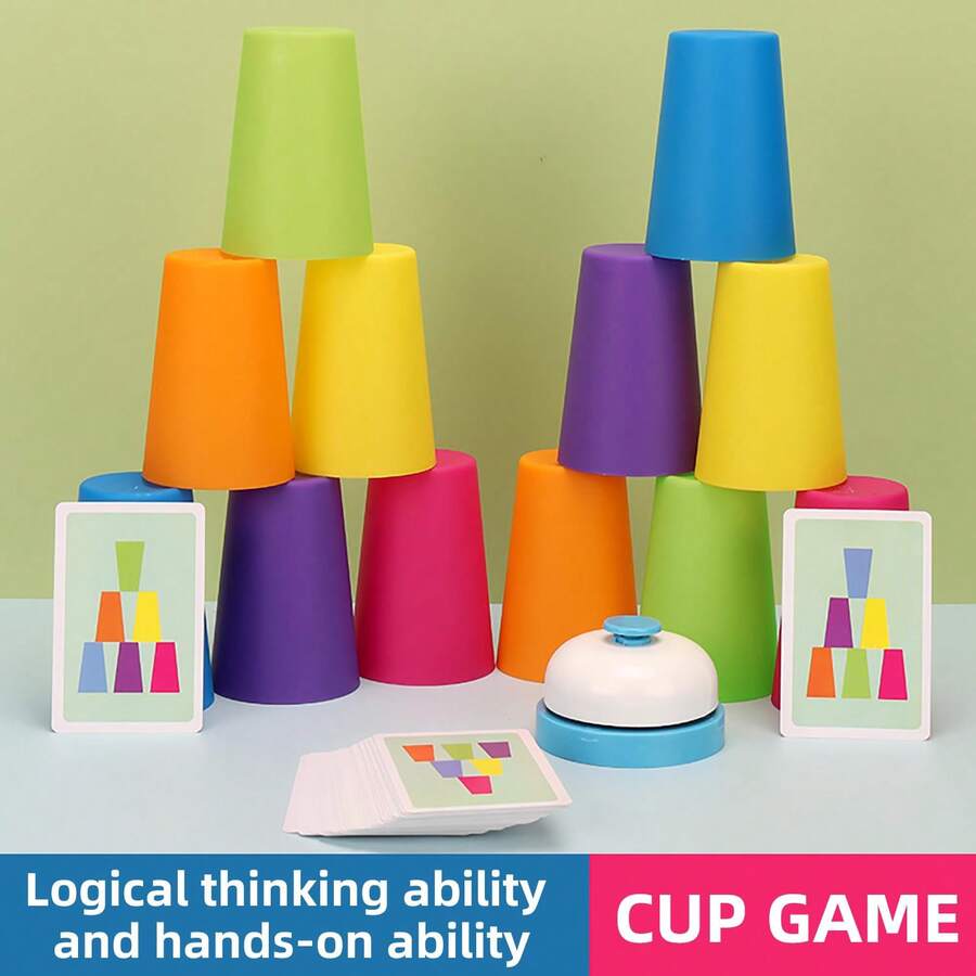 Tecforood Quick Stacking Cups Set Interactive Battle Stacking Cups Desktop Game Logic Training, Focus And Reaction Speed, Cognitive Ability Training Toy Portable Group Party Game Suitable For Teens And Adults Family Gathering Team Building Christmas Gift