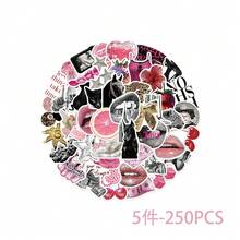 Bộ 50/150/250/500 miếng dán phong cách Punk màu hồng để trang trí ốp điện thoại, tủ lạnh, sổ kế hoạch, đàn guitar, mũ bảo hiểm, ván trượt, laptop. - Phong cách Punk Hồng - Xem 11