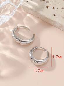 1 Đôi bông tai tròn thanh lịch, duyên dáng, mạ vàng 18K bằng đồng, độ dày 0.03μm - Bạc - Xem 3