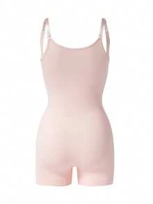 Seamless Shaping Romper Shorts, Shapewear, Sexy Exposed Bust Pink Shaping Garment, Abdomen Slimming Waist Cincher Thigh Slimmer, Elegant Ladies Romper - Pink - View 4