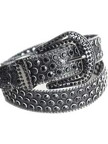 1pc Solid Color Rhinestone Waist Belt, Inlaid With Shiny Crystal For Punk And Hip-Hop Style, Suitable For S Or Dress Halloween Summer, School Fall, Autumn, Halloween Autumn-Winter Accessories,Suitable For Teens, Youth,Men,Casual, Outdoor, Athletic, Vacation, Graduation Gifts, Birthday, Daily Wear - 黑白 - 查看 9