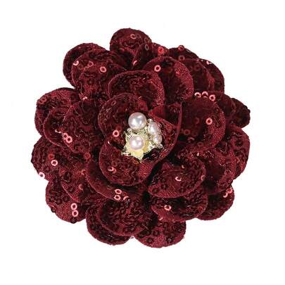 1件山茶花缝纫配件，可用于DIY鞋子、帽子、包包、服装装饰，包含亮片、水钻，多种颜色可选。