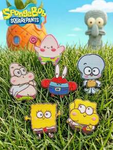 SpongeBob SquarePants 2片/4片装自粘卡通刺绣布贴，背面带3M胶，也可缝制以增加耐用性。图案包括章鱼哥、珊迪和小蜗。创意动漫徽章布贴、超级明星蜗牛刺绣布贴。 - A - 查看 5