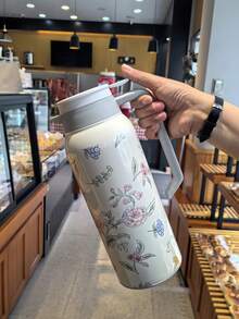 1500ml Botella de doble capa de acero inoxidable 304 con aislamiento al vacío de gran capacidad, se puede usar como cafetera, recipiente para bebidas, hervidor de agua caliente, cafetera o tetera. Con un diseño de patrón floral clásico, obra artística original, resistente a golpes y fácil de limpiar. La tetera muestra un elegante patrón floral, adecuada para bodas, fiestas, actividades al aire libre, oficina, escuela, celebraciones de inauguración de la casa y regalos. - Multicolor - Ver 5
