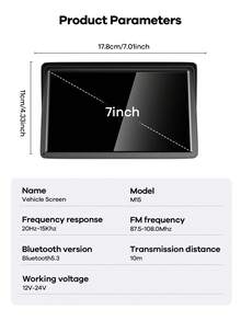 7-Inch Multimedia Video Player For Car, Wireless CarPlay And Wireless Android Auto, Portable Universal Car Display Monitor With Camera, Car MP5 Player, Carplay For Fiat 500, Plug And Play Carplay, Stable And Classic Choice - M15 - View 11