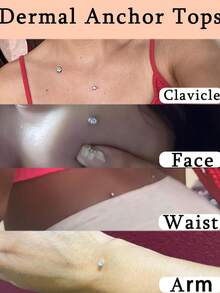 一套多功能医用钢14G内螺纹AAAAA+立方氧化锆微型皮下穿刺饰品套装，男女通用，日常佩戴及派对场合皆宜 - 款式F - 查看 6