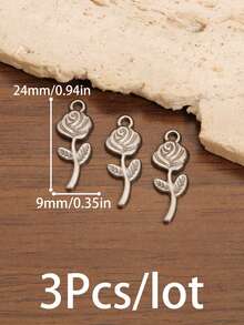 3 chiếc mặt dây chuyền hình hoa hồng mạ vàng 18K bằng thép không gỉ, mặt dây chuyền hình hoa tulip dùng làm phụ kiện trang sức DIY cho nữ, vòng cổ, vòng tay, bông tai. - hoa hồng - Xem 8