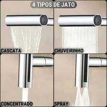 Waterfall Kitchen Faucet, 360° Rotation, 4-Function High-Pressure Nozzle, Wall-Mounted Kitchen Sink Mixer Tap. Suitable For Wall And Countertop Mounting. - 黑色 - 查看 3