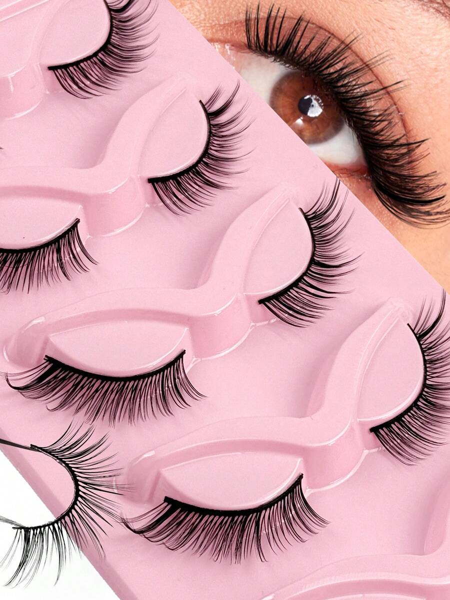 5 Pairs Manga Cat Eye Fox Eye Faux Mink False Eyelashes Sexy Lashes Extension Makeup