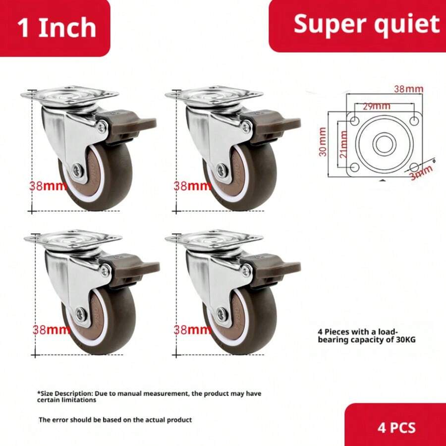 4 bánh xe xoay có phanh và chức năng giảm tiếng ồn, chịu được trọng lượng lên đến 30kg. - 4 bánh xe xoay có phanh - Xem 1