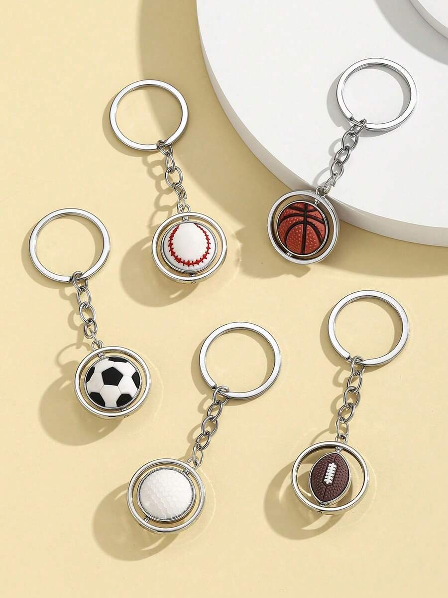 New Arrival Sports Ball Keychains, DIY Handmade Rotating Basketball, Football, Baseball, Volleyball Keychains, World Cup Commemorative Small Gifts, Sports Style Car Key/Bag Decoration, Suitable For Daily Use, Gifts For Friends (Rotatable) Gifts For Mother, Father, Graduation, And Teacher - Multicolor - View 1