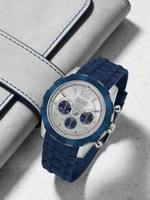 Guess 男士石英表，不锈钢表壳，硅胶皮革表带，石英机芯，防水设计，适合日常佩戴和聚会场合。 - 米色 - 查看 1