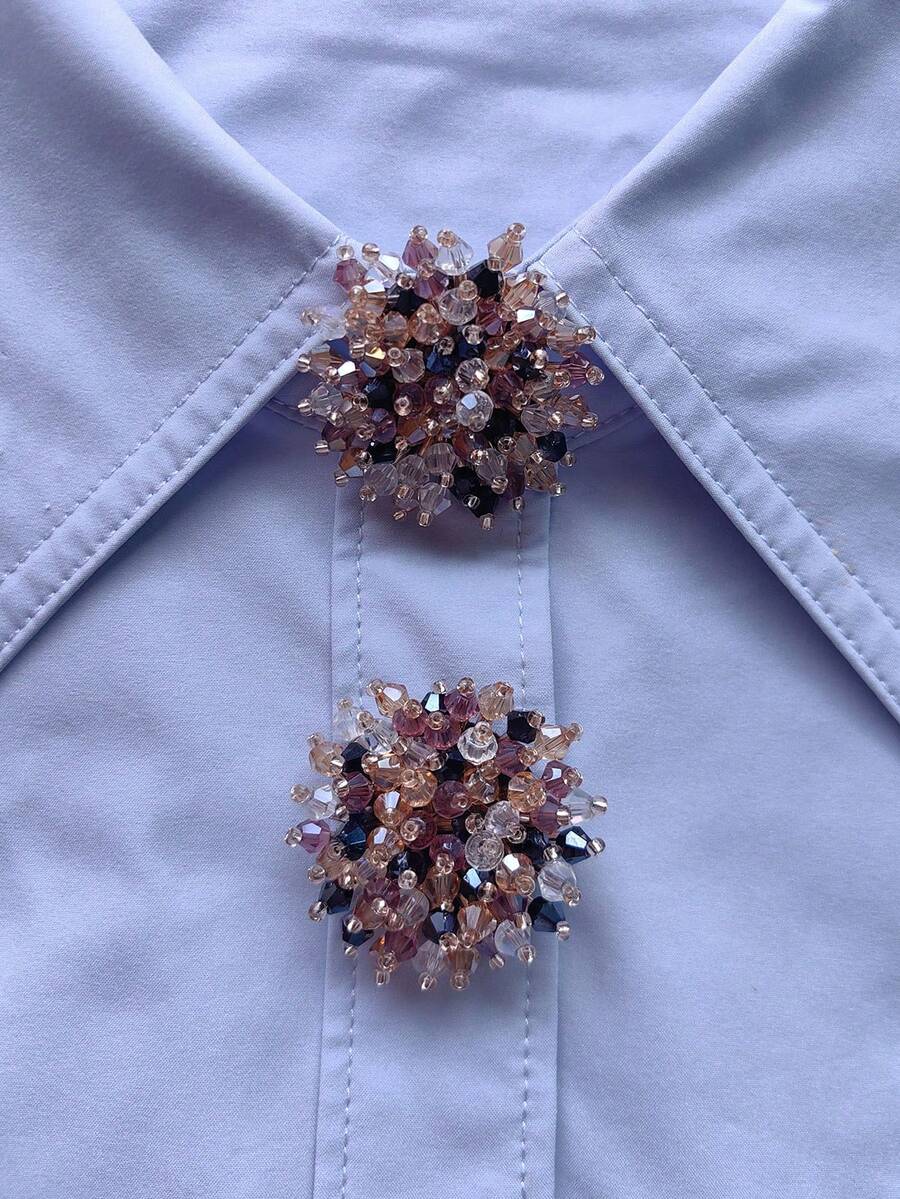 1pc/2pcs Elegant Pearl Button Cover, Shirt Button Cover Clip-On Crystal Cuff Link Cover, Suitable For Tuxedo And Wedding Dress Decoration - Multicolor - View 1