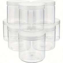 10pcs Transparent Plastic Jars With Lids, Suitable For Storing Slime, DIY Crafts And Jewelry. Featuring A Clear Round Design For Easy Viewing Of Contents, The Sealed Lids Prevent Leakage. The Lightweight And Reusable Material Makes It Ideal For Home Storage, Travel, And Small Accessory Organization. - White - View 1