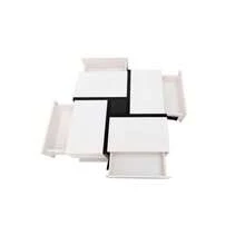 High-Gloss Coffee Table With 4 Drawers, Linear Design And Unique Color Combination, Storage Space Underneath. 78 X 78 X 36 Cm. - White 2 - View 1