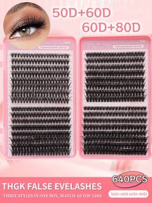 640/624/608/590/384/320 cặp mi giả dạng chùm riêng lẻ, độ cong D, hỗn hợp 30D 40D 50D 60D, chiều dài 8-16mm, mềm nhẹ, có thể tái sử dụng, bộ dụng cụ nối mi tự làm dành cho người mới bắt đầu. - D - Xem 11